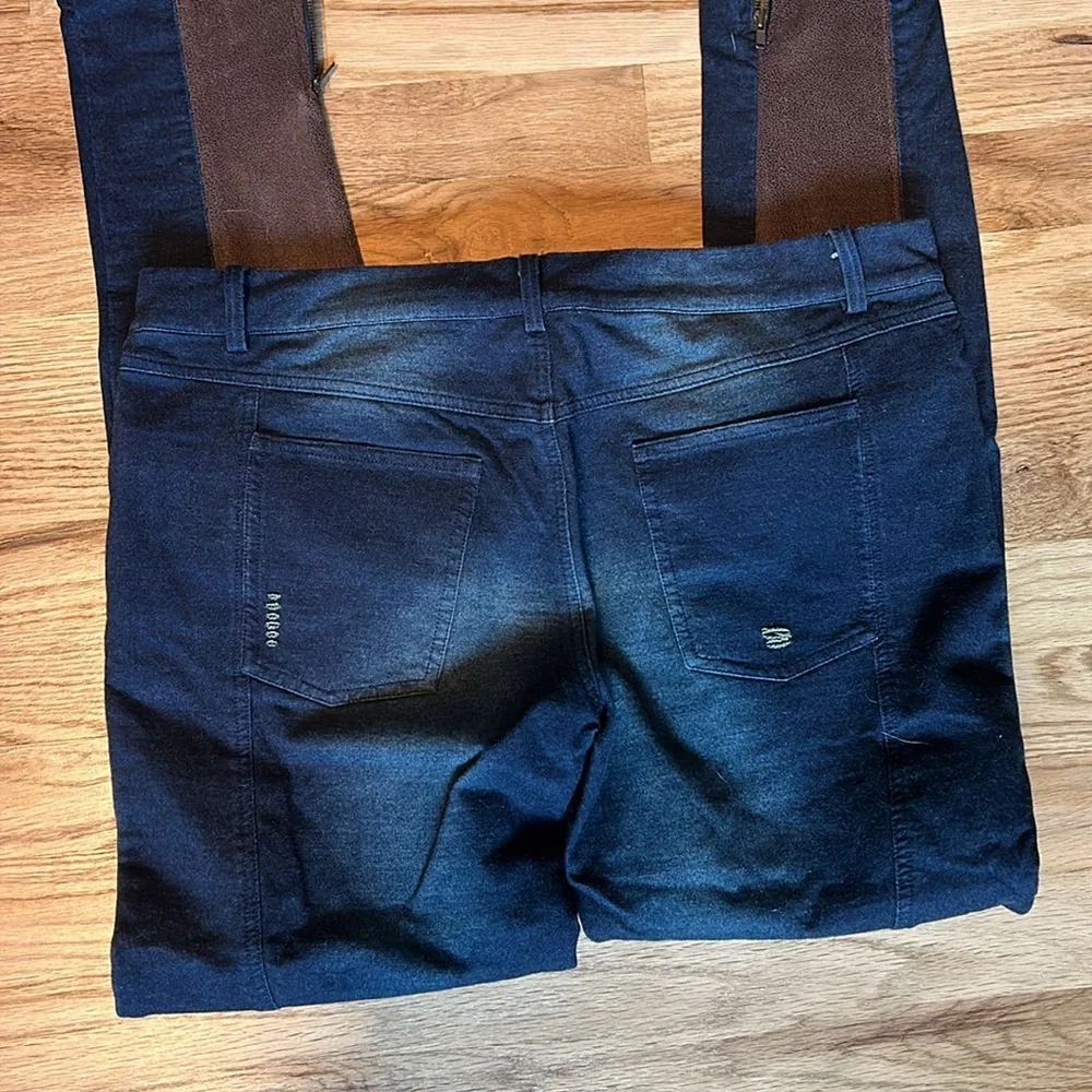 Liberty garden super stretchy jeans with leather like patches